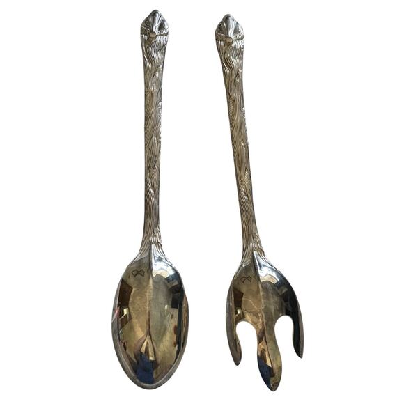 INTERNATIONAL SILVER Santa Claus Salad Serving Set Spoon Fork Christmas - Picture 2 of 5